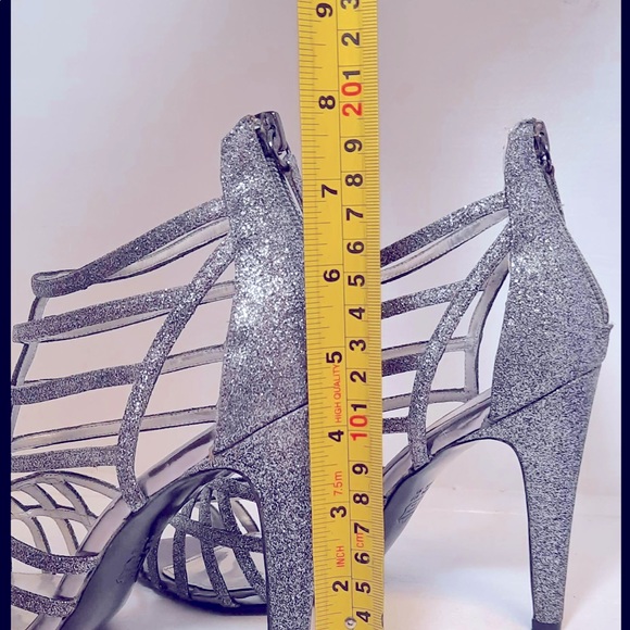 NINA MEDINA PEWTER BABY GLITTER HEEL SHOES WOMEN’S SZ 9 M - Picture 3 of 9